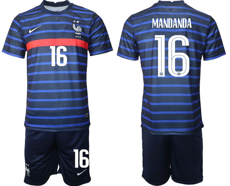 Men 2020-2021 European Cup France home blue #16 Soccer Jersey